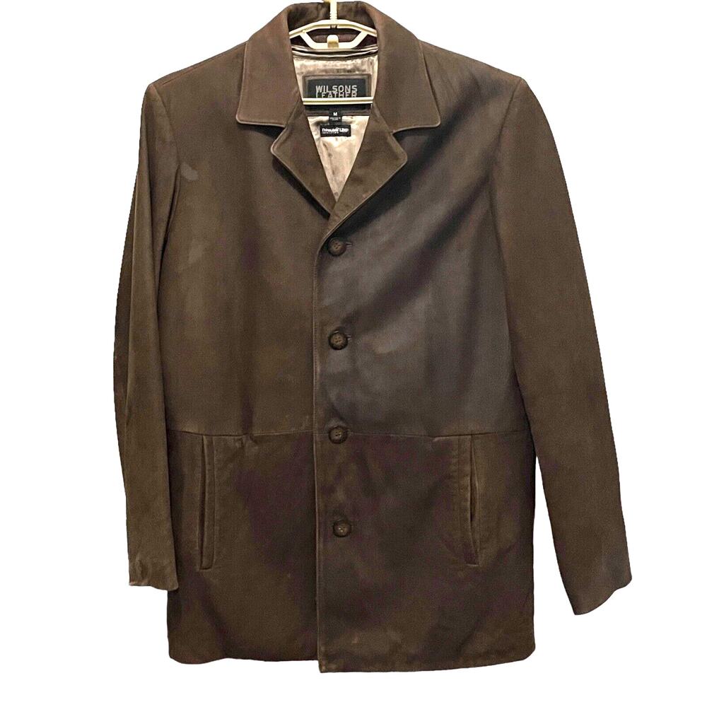 Wilsons Leather Jacket Thinsulate Men's Size Medium Brown Vintage Zip Out Vest